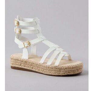American Eagle Outfitters White Strappy Espadrille Platform Sandals